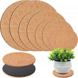 Lot De 8 Sous-Verres Ronds En Li&egrave;ge Pour Plantes,Maison,Jardin,Int&eacute;rieur,Pots,Projets D'artisanat (10,2 Cm,15,2 Cm,20,3 Cm,25,4 Cm) - Neuf