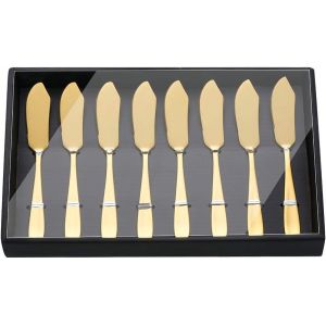Oayew-Ydware Lot De 8 Couteaux &Agrave; Beurre En Acier Inoxydable 18/10 Dor&eacute; 15 Cm Bo&icirc;te Cadeau Noire Passe Au Lave-Vaisselle - Neuf