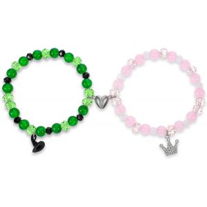 Lot De 2 Bracelets D'amiti&eacute; Assortis En Forme De Coeur Avec Perles De Cristal - Couronne - Chapeau De Sorci&egrave;re - Cha&icirc;ne Porte-Bonheur Pour Meilleurs Amis,S?Urs,&Acirc;mes Soeurs,&Acirc;mes Soeurs - Neuf
