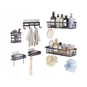 Lot de 6 organisateurs adh&eacute;sifs pour douche, salle de bain et cuisine - Neuf