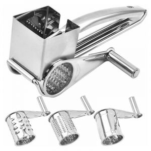 Moulin À Râpe Fromage 1 Tambour Inox - Simple, Résistant Et Efficace, Ensemble De Trois Couteaux De Rabot - Neuf