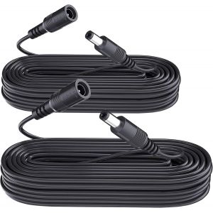 Lot de 2 rallonges d'alimentation CC de 6 m,câble d'extension d'adaptateur d'alimentation CC 12 V 5,5 mm x 2,1 mm,Compatible avec Alimentation CC 12 V pour caméra IP de sécurité-Noir - Neuf