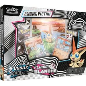 Coffret Pok&eacute;mon Ecarlate Et Violet Foudre Noire Et Flamme Blanche Collection Illustration Victini - Neuf