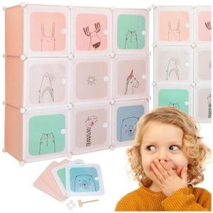 Springos&reg; Armoire Modulaire Pour Enfants Avec 9 Cases Et Portes Illustr&eacute;es - Neuf