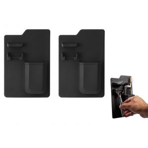 Support mural en silicone pour brosse &agrave; dents et dentifrice - Noir (lot de 2) - Neuf