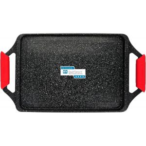 Subzonal-Black Titanium Plaque &Agrave; Griller Induction Anti-Adh&eacute;sif Titane, Fonte D'aluminium, Plancha Grill 43 X 25cm, Rev&ecirc;tement Sans Pfoa, Poign&eacute;es En Silicone, Vitroc&eacute;ramique, Gaz, Four - Neuf