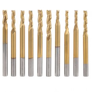 XYONG Fraise a queue ronde a 3 cannelures, 10 pieces, fraise CNC en acier au tungstene plaque titane - Neuf