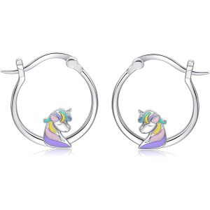 Boucles D'oreilles Panda Licorne Paresseux Pour Filles- Argent Sterling 925 Boucles D'oreilles Petite Creoles Animaux Hypoallergéniques Mignon Sloth Unicorn Panda Bijoux Cadeau D'anniversaire.[X3358] - Neuf
