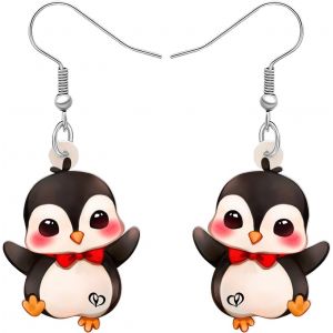KAL-Acrylique Noël Chapeau Pingouin Boucles D'Oreilles Pendentif Goutte Foulard Animaux Bijoux Cadeaux Pour Femmes Filles Enfants Fête Décoration - Neuf