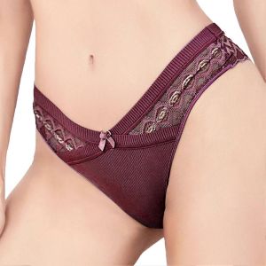 Femmes Strings Culotte &Eacute;vid&eacute;e T Dos Taille Basse Culotte Confortable String En Dentelle Avec Noeud Jujube Rouge M - Neuf