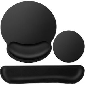 Tapis De Souris Ergonomique 3 En 1 Avec Coussin Gel +Repose Poignet Clavier + Sous-Verres Antid&eacute;rapants Mousse M&eacute;moire Accessoires Pour Bureau/Gaming/Portable - Neuf