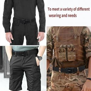 Tzf-Ceinture Tactique Homme Ceinture De Travail Hommes Nylon Noir Pompiers Extérieur Ceinturon Militaire Boucle Rapide Métal Cadeaux Pour Hommes Fête Des Pères - Neuf