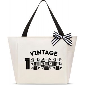 KALANKA-Sac de Plage Femme, Cadeaux d'Anniversaire Unique pour 16/18/30/40/50/60 Ans, Cabas Vintage Personnalisable - Neuf