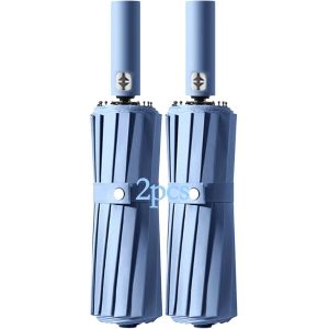 ERSHI-2pcs Parapluie Automatique Bleu Robuste Et Léger Portable Parapluie Pliant Durable Protection Uv Parapluie Homme Femme Convi[1963] - Neuf