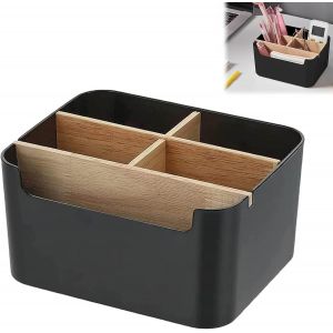 Ershi-Rangement De Bureau, Organisateur En Bois, Organisateur De Bureau En Bambou, Boîte De Rangement, 5 Compartiments, Porte Styl[20] - Neuf