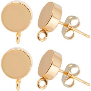 Kal-1 Boîte De 20 Boucles D'oreilles À Tige Plaquées Or 14 Carats Épingles Rondes Plates En Argent Sterling Avec Boucle Et 20 Écrous D'oreille Pour La Fabrication De Bijoux Et De Boucles - Neuf