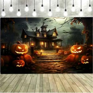 Toile de fond d'Halloween/Décoration de fête/Panneaux de bannière photo/Accessoires de fond de photographie pour fournitures de décoration de fête d'Halloween - Neuf