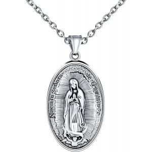 Kal-Collier Vierge Marie En Acier Inoxydable Pour Hommes Pendentif Médaillon Religieux Vintage Colliers Pâques Bijoux Fantaisie Adolescents Décoration - Neuf