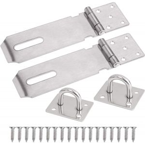 Loquets &agrave; Cadenas en Acier Inoxydable, 4 Pouces Fermoir Moraillon Loquet de Porte avec Vis pour Porte, Meubles, Armoire, Tiroir, Placard et Jardin, Argent 2 Pi&egrave;ces - Neuf