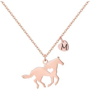 Kal-Cadeau De Chevaux Pour Filles Et Femmes - En Acier Inoxydable - Cadeau Pour Chevaux - Cha&icirc;ne Avec Pendentif En Forme De Coeur - Cha&icirc;ne Avec Pendentif En Forme De Lettre - Bijoux Pour Filles Et - Neuf