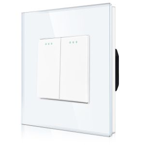 Rocker Interrupteur 2 voies en verre de cristal moderne avec points lumineux Blanc - Neuf