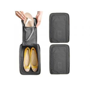 Lot de 2 sacs de rangement pour chaussures de voyage gris - Neuf