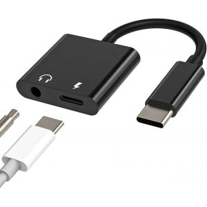 Adaptateur USB C &agrave; 3,5 mm Casque C&acirc;ble Aux Audio Charge R&eacute;partiteur Headphone Microphone Convertisseur pour Apple iPhone 15 iPad compatible pour Samsung S24 Accessoires Auto &Eacute;couteurs Splitter - Neuf