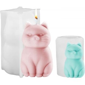 Kalanka-Lot De 2 Moules En Silicone 3d Pour Chat , Bougeoir En Silicone Pour Chat, R&eacute;sine &Eacute;poxy, Moules &Agrave; Bougie En Silicone, Pour Bougies &Agrave; Faire Soi-M&ecirc;me, Pl&acirc;tre, Artisanat-Kalanka - Neuf