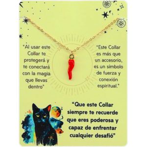 Kal-Collier Pour Femme Avec Pendentif Corne Rouge Porte-Bonheur Cornicelle, Amulette Napolitaine, Collier Piment Rouge, Pendentif En Acier Inoxydable - Neuf