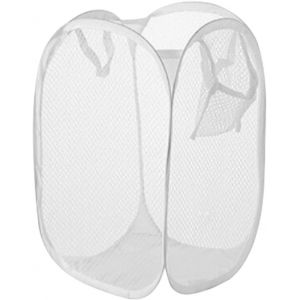 Lot De 2 Panier À Linge Suspendu,Sac A Linge Sale Pliable,Corbeilles À Linge Pliable Maille Filet, Panier Linge,Panier A Linge Pliable Pour Placard Dortoir Chambre Salle De Bain (Blanc) - Neuf