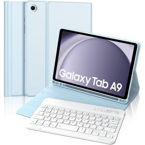 Coque Clavier Pour Samsung Galaxy Tab A9 8.7`', Azerty Français Étui Clavier Magnétique Bluetooth Sans Fil Etui Housse Pour Samsung Tab A9, Bleu - Neuf