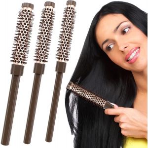 Meimie-Lot De 3 Petites Brosses Rondes Pour Brushing,Brosse À Cheveux Volumineuse,Convient Aux Cheveux Courts,Longs,Bouclés,Cheveux Lisses,Racines Et Barbe - Neuf