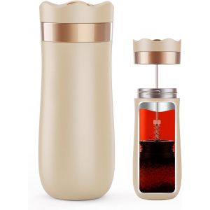 CMWS-Cafeti&egrave;re &agrave; piston de voyage 355 ml en acier inoxydable portable pour le camping et les voyages, version am&eacute;lior&eacute;e - Neuf