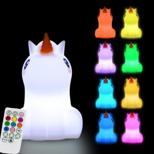 Kuwl-Grande Veilleuse Pour Enfants Licorne - Veilleuse Pour Bébé/Lumière De Chambre À Coucher/Lumière Pour Enfants Et Tout-Petit, Réglage De L'heure, Luminosité Et Couleur Réglables - Grande - Neuf