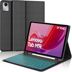 Coque Clavier Pour Lenovo Tab M11 11 Pouces Tb-330Xu/330Fu, Azerty Clavier Rétroéclairé Magnétique Sans Fil Pour Lenovo Tab M11 11"" 2024, Noir - Neuf