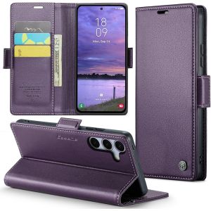Maa-Coque Pour Samsung Galaxy S25, Étui Housse En Rfid Protection Premium Pu Cuir Portefeuille Rabat Case Magnétique Stand Antichoc, Étui Case Pour Samsung Galaxy S25, Violet - Neuf