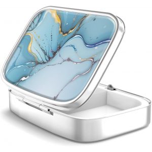 Boîte À Pilules À 2 Compartiments,Boîte À Pilules Portable Pour Poche Ou Sac À Main,Boîte À Pilules Décorative En Métal,Organisateur De Vitamines,Cadeau Unique (1 Piece,37-Bule Marble) - Neuf