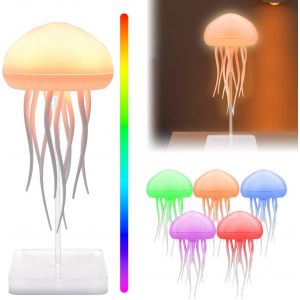 Lampe Meduse, Veilleuse Enfant Jellyfish Lumineuse, Lampe De Chevet Enfant Ambiance Led Rgb Rechargeable, Activ&eacute;e Par Le Son, Veilleuse B&eacute;b&eacute;, Lamp De Table+&Agrave; Suspendre - Neuf