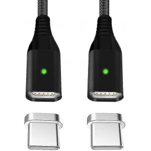 Lot De 2 C&acirc;bles De Charge Magn&eacute;tiques Usb Type C 2,4 A, Charge Rapide Et Synchronisation Des Donn&eacute;es, Avec Indicateur Led Et Design Durable - Neuf