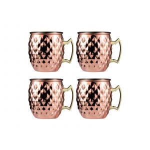 Lot De 4 Tasses Moscow Mule En Acier Inoxydable - Or Rose 530 Ml - Neuf
