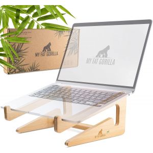 CHECARZHN--NO1-Support Ordinateur Portable, Ergonomique Universel Porte-Laptop En Bambou, Support Pc Portable, Laptop Stand, Pour Macbook, Rehausseur - Neuf