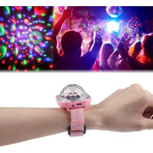 Bracelet Lumineux Pour Enfants-Rose, Montre Disco Boule Disco Led, Projecteur De Couleur Boule Lumineuse Pour Enfants - Neuf