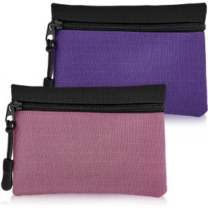 Kalanka-Lot De 2 Porte-Monnaie À Fermeture Éclair Pour Femme Et Homme, En Tissu Oxford, Petit Porte-Monnaie Pour Fille Et Garçon, Mini Pochette Portable Pour Pièces De Monnaie (Rose + Violet) - Neuf
