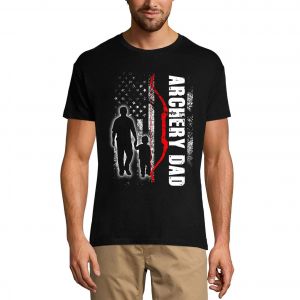 Homme Tee-Shirt Papa Tireur &Agrave; L'arc - Chemise Avec Drapeau Am&eacute;ricain - Papa Et Fils - Archery Dad - American Flag Shirt - Daddy And Son - T-Shirt Graphique &Eacute;co-Responsable Vintage Cadeau Nouveaut&eacute; - Neuf