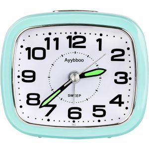 R&eacute;veil Matin &agrave; Piles Retro Reveil Silencieux sans Tic-Tac, Grand Original Analogique Quartz Alarme R&eacute;veil Vintage Lumineux Snooze Reveil Chevet - Neuf