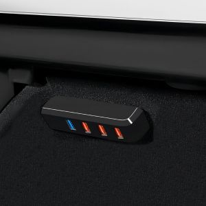 Boîte à Gants Hub USB pour Tesla Model Y 2021-2024 et Model 3 2021-2023, 4-en-1 Multi-Port Station d'accueil Accessoires pour dashcam Flash Drive Chargeur Transfert de données Jeux Musique - Neuf