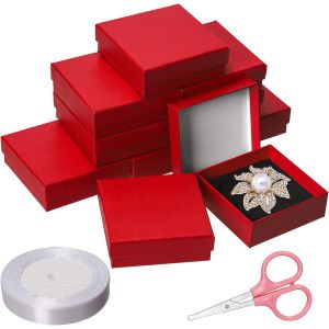 12 Pi&egrave;ces Bijoux Coffret Cadeau, 3,5 X 3,5 X 1,1 Pouces Anneaux Boucles D'oreilles Bijoux Bo&icirc;te &Agrave; Bijoux - Neuf