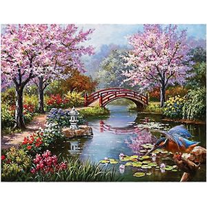 Peinture Au Diamant Plein Strass Arbre Pont Lac Paysage Bricolage,Bricolage 5d Broderie Diamant - Neuf