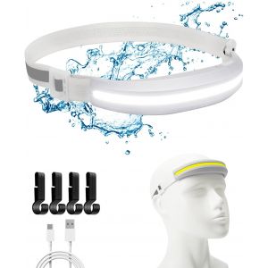 Jgd-Lampe Frontale Led Rechargeable, Lampe Frontale 230&deg;, Ultra Grand Angle, Ipx4, &Eacute;tanche, 4 Modes D'&eacute;clairage, Phare Led Pour La Course, Le Camping, La Randonn&eacute;e (Blanc) - Neuf