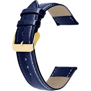 Kal-Bracelet De Montre En Cuir Véritable Brillant Pour Hommes Femmes Noir Bleu Rouge Avec Boucle Argent Or Rose 12mm 14mm 16mm 18mm 20mm 22mm - Neuf